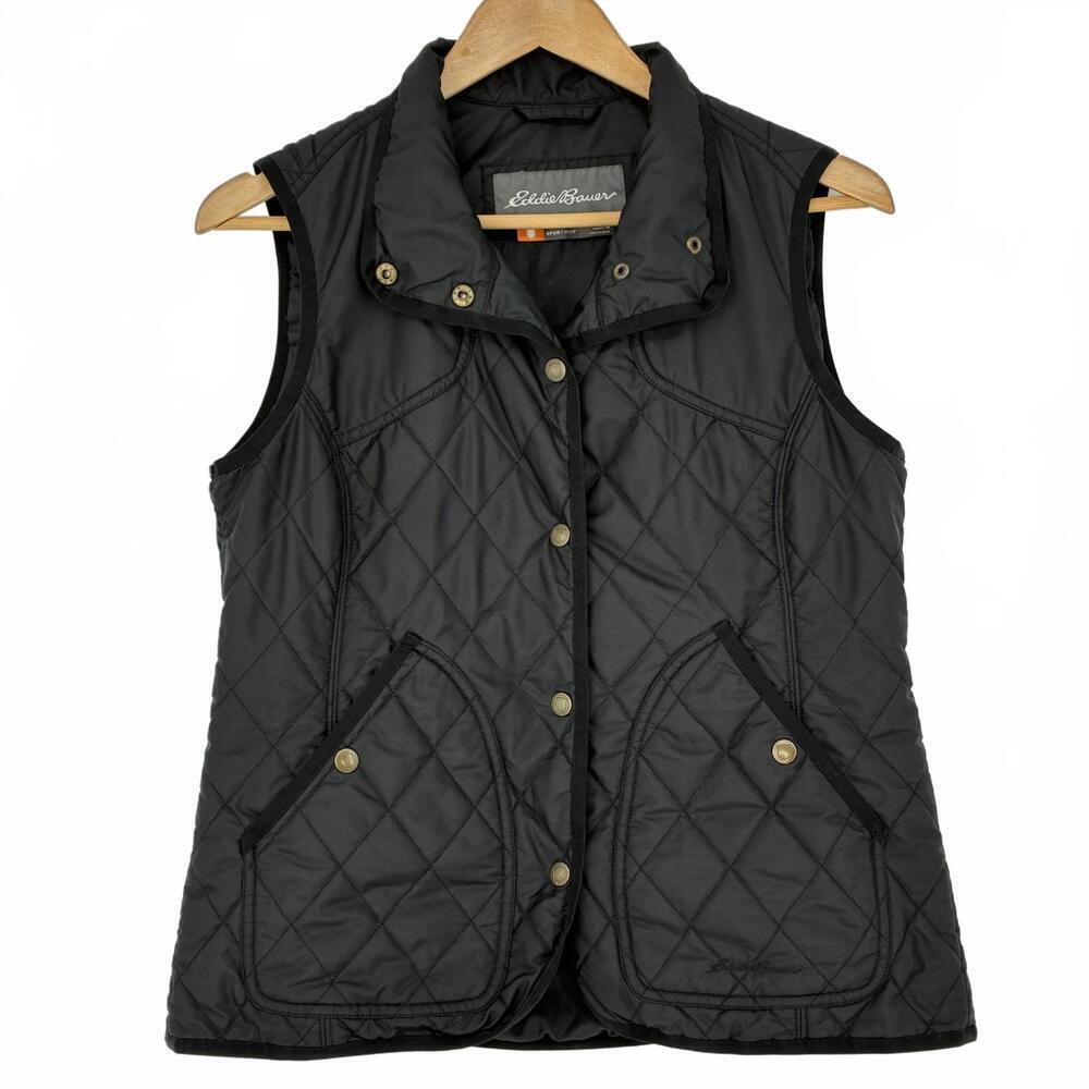 Eddie Bauer Women's Quilted Puffer Vest Cabincore Outdoorsy Gorpcore Black Med